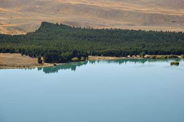 Aerial view of Tekapo lake.