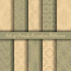Vector Set of 10 Ornate Seamless Patterns