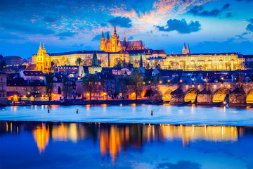 Prague Castle in twilight