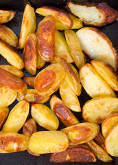 Fried potatoes on a pan