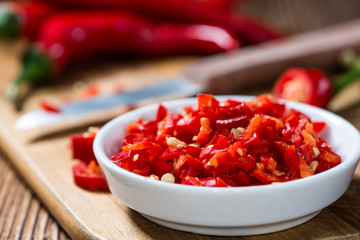 Red Chilis in a bowl (cutted)