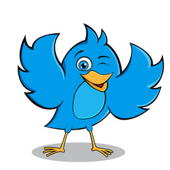 Happy Blue Bird Vector Mascot Design