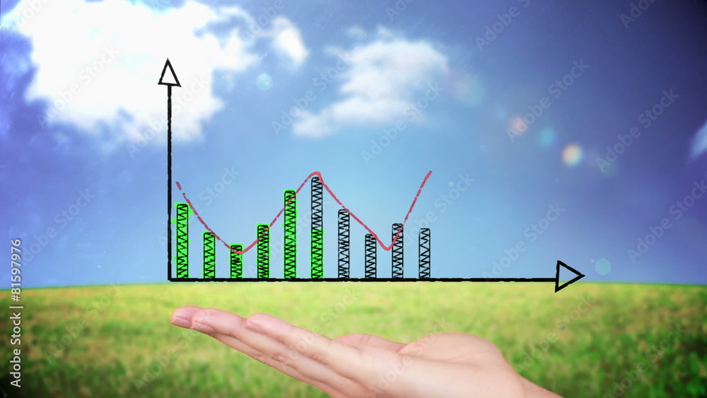 Poster hand presenting a graph design