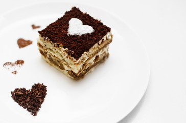 Tiramisu cake with heart
