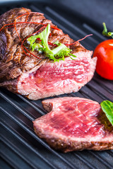 Beef steak with vegetable decoration