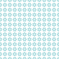 Symmetry Seamless Retro Pattern Flowers Turquoise