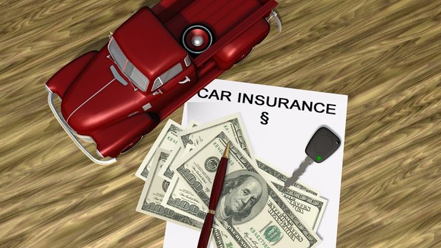 car insurence contract  with a car and money
