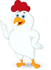 White chicken cartoon with thumb up