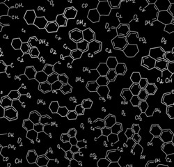 Chemistry vector seamless pattern with molecular formulas