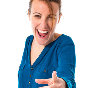 Woman shouting and pointing