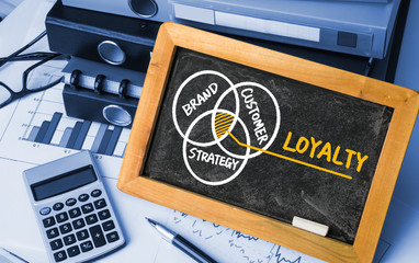 customer loyalty concept hand drawing on blackboard
