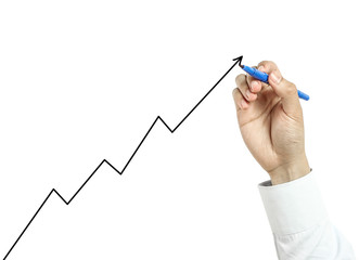Businessman drawing  growth graph