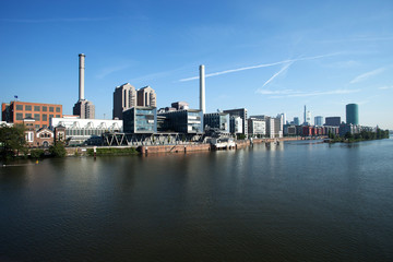 Frankfurt am Main, river, skyline, harbor, panorama