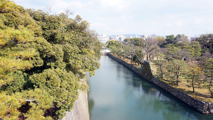 canal around nijo castle in Kyoto Japan