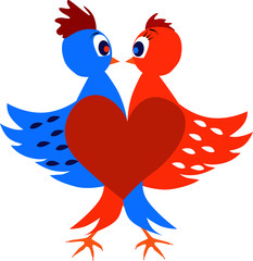 Vector illustrated two love birds create a heart.