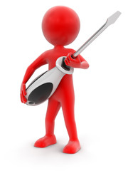 Man and Screwdriver (clipping path included)