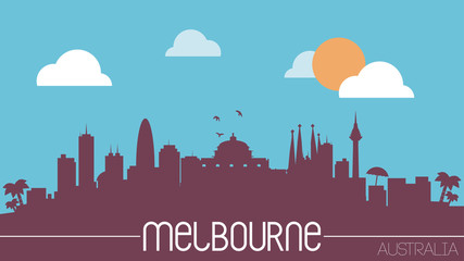Melbourne Australia skyline silhouette flat design vector