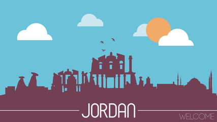 Jordan skyline silhouette flat design vector