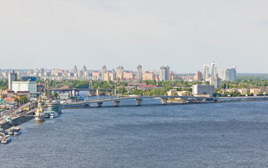 Naklejka premium Summer view of Dnipro river in Kyiv, Ukraine