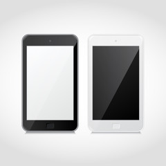 Vector realistic black and white smart phones