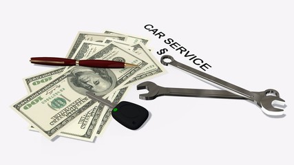 car service contract with money and wrench
