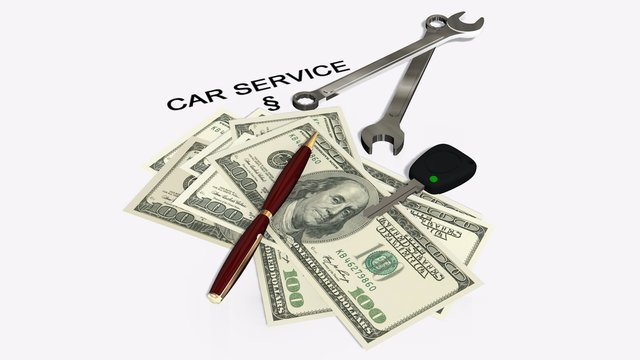 car service contract with money and wrench