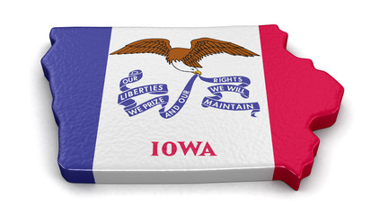 Map of Iowa state with flag