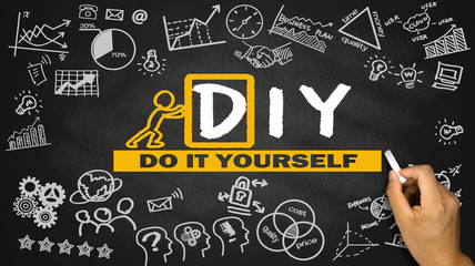 do it yourself concept hand drawing on blackboard