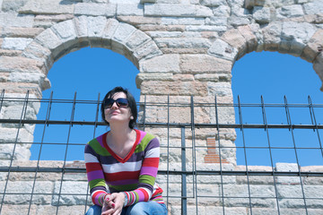 tourist woman in verona