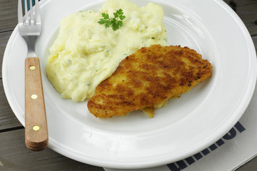 poisson pané et purée