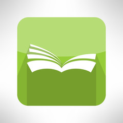 Green book icon. Notebook sign. Learning and ebook reader