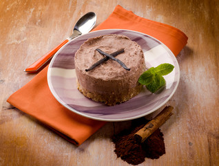 cheese cake with cinnamon vanilla and cocoa