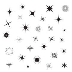 Stars Sparkles black symbol set
