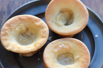 Yorkshire pudding sprinkled with sea salt and rosemary.