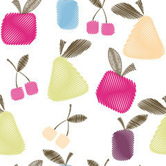 Seamless decorative pattern with fruits, bright spring or summer