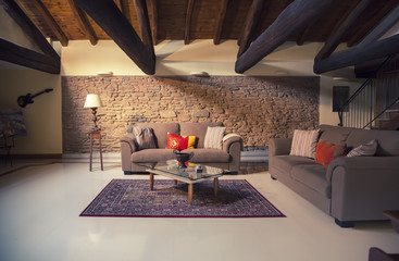 interior of living room in countryside villa