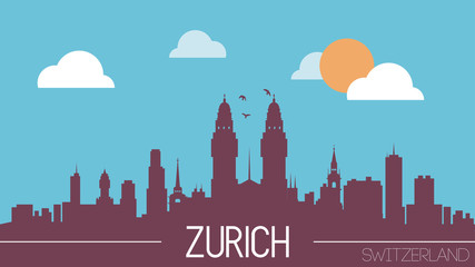 Zurich Switzerland skyline silhouette flat design vector