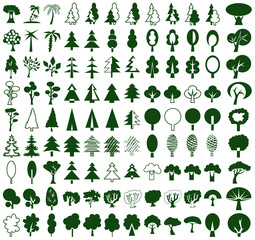 Naklejka premium Trees icons on white