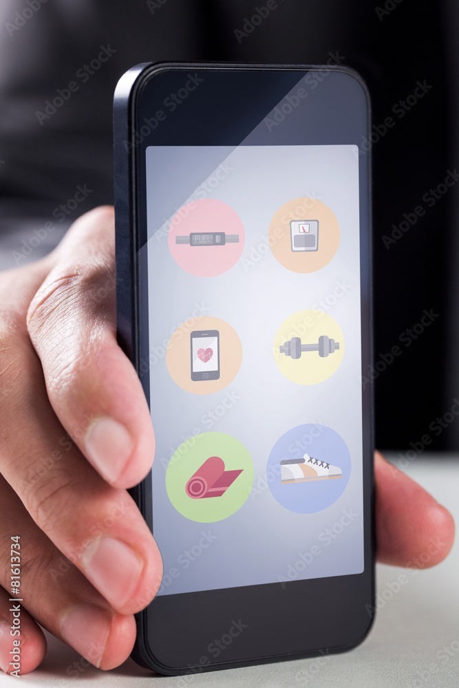 Poster composite image of businessman using smartphone