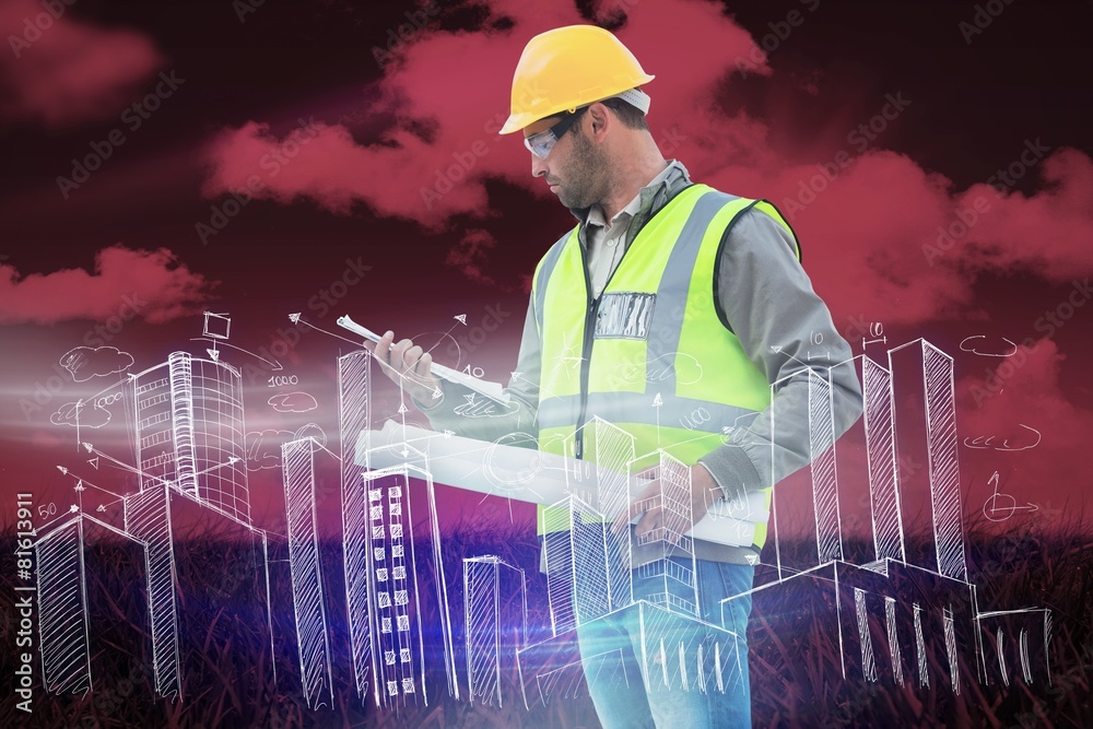 Poster composite image of casual architect