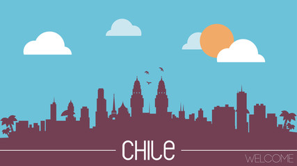 Chile skyline silhouette flat design vector