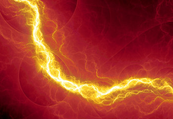 Hot fiery lightning, burning electrical background