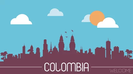 Foto op Canvas Colombia skyline silhouette flat design vector illustration © krkt