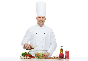 happy male chef cook cooking food