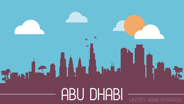 Abu Dhabi UAE skyline silhouette flat design vector