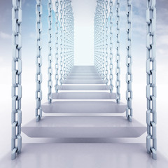 chain hanged staircase steps to go up to sky