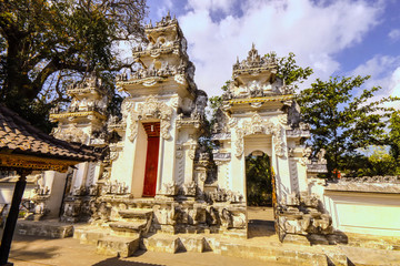 Hindu temple complex  many statues, Nusa Penida of, Indonesia