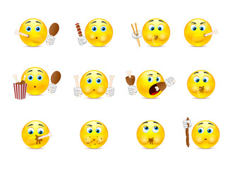 Set of smileys which eat
