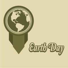 Earth Day, circle-shaped medal, ribbons and text