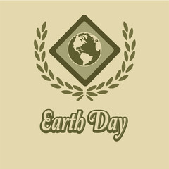 Earth Day, diamond-shaped medal and olive wreath